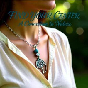 Verdigris Patina Tree of Life Necklace • 24" Adjustable Boho Beach Statement